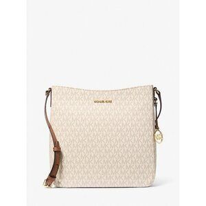 Michael Kors Jet Set Crossbody Messenger Vanilla MK Logo Gold-Tone Hardware